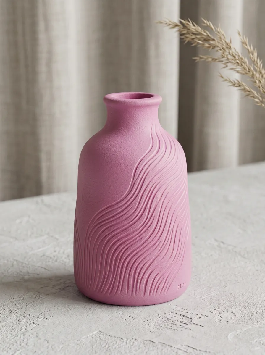Minimalist Wavy Texture Printed Table Vase