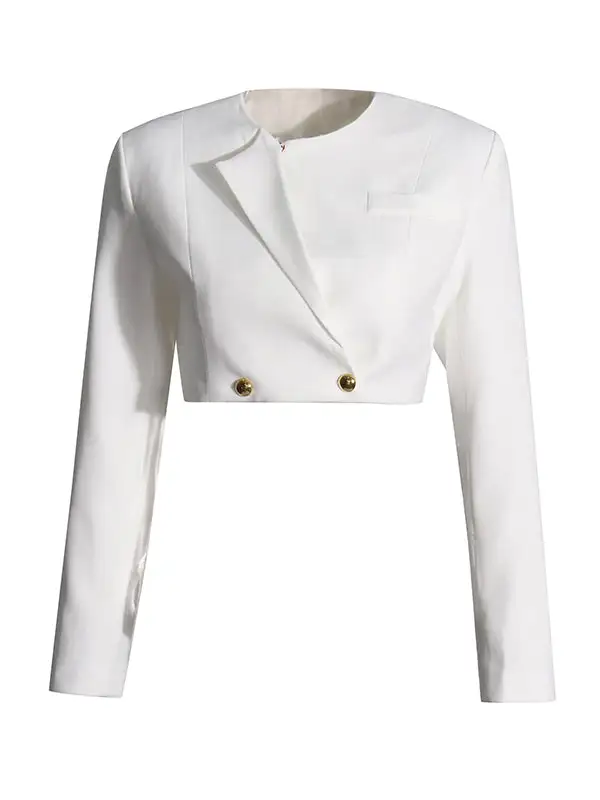 Long Sleeve Button Front Solid Color Split Round Jacket