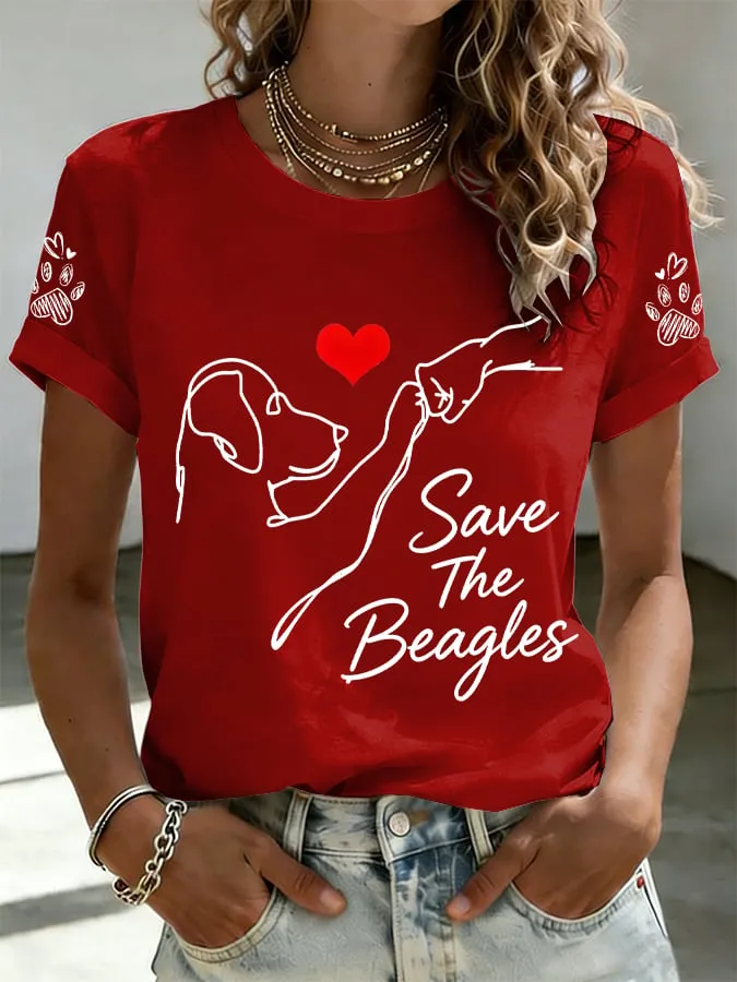 Women's Save The Beagles Print T-shirt