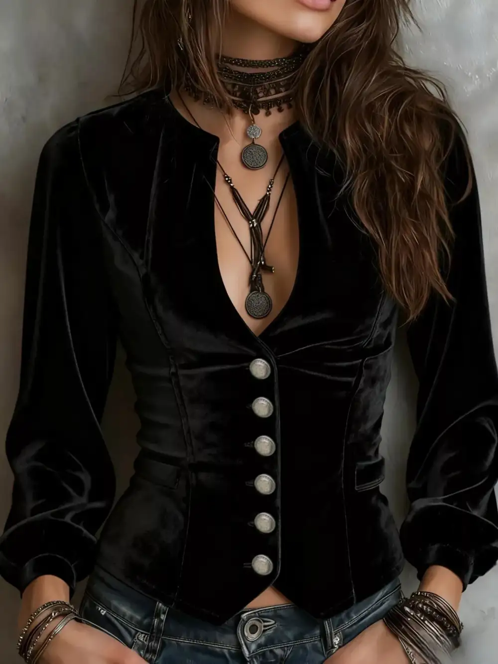 Velvet Button Down Jacket