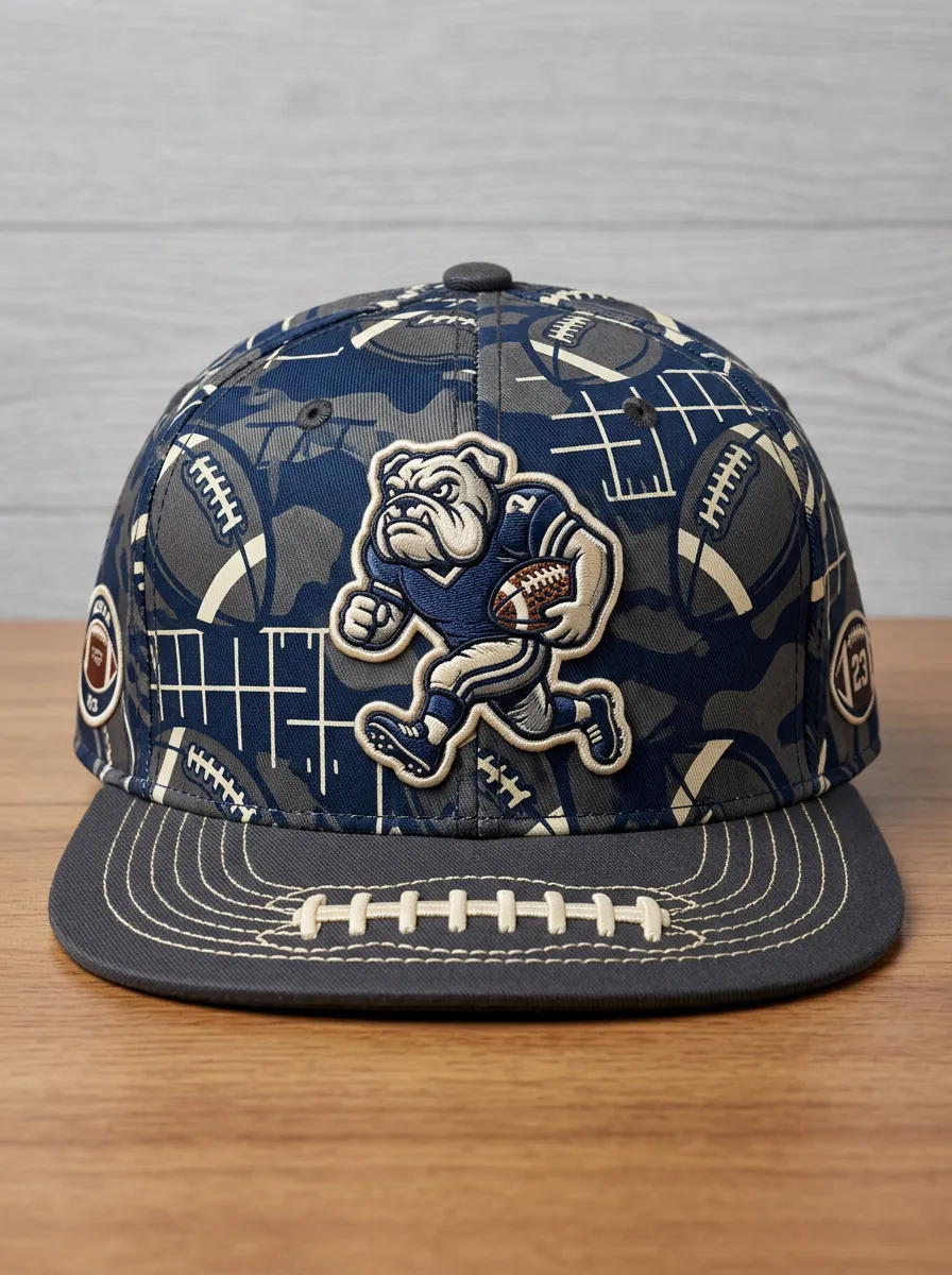 Bulldog Camo Football Baseball Cap
