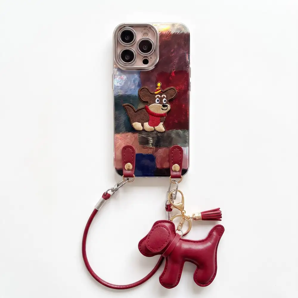 Puppy Dog Wrist Strap Phone Case