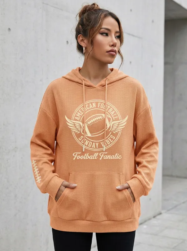 Football Graphic Casual Hoodie