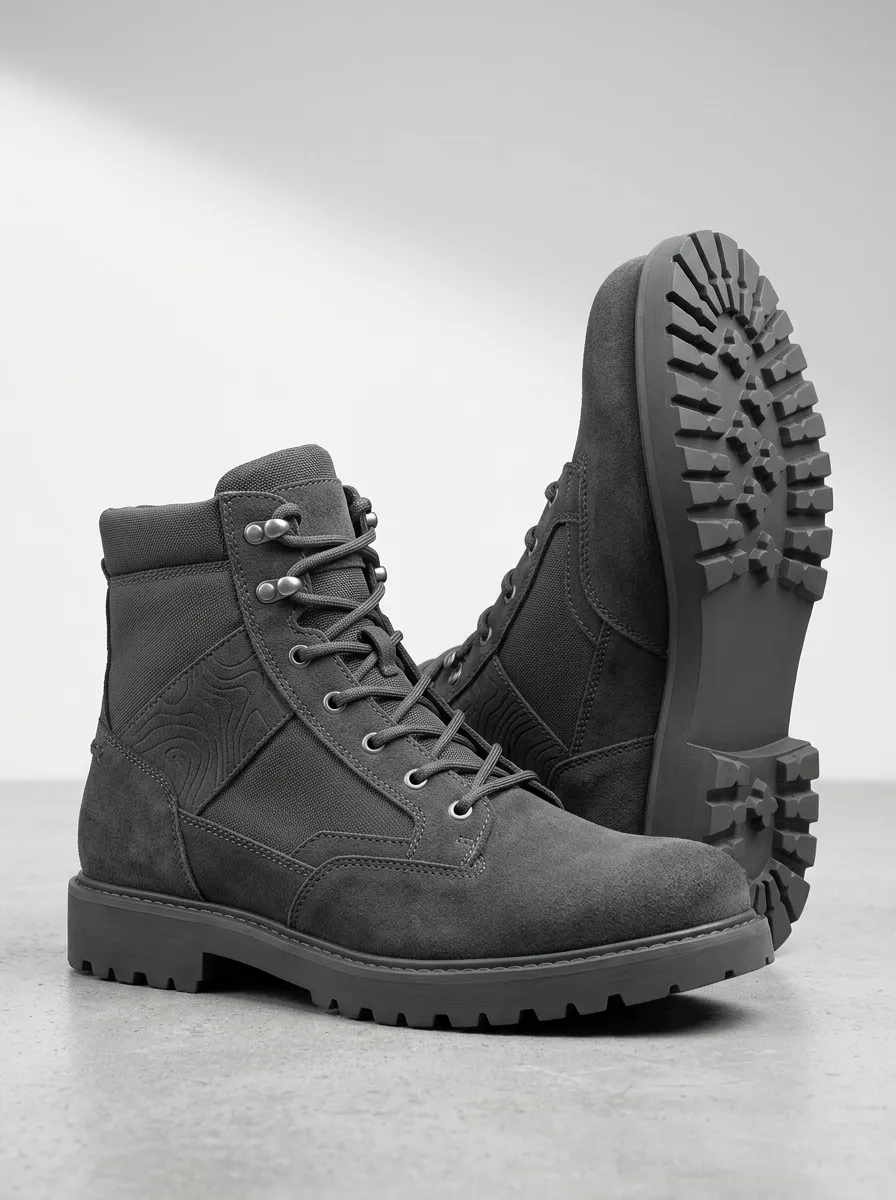 Unisex Outdoor Adventure Topographic Pattern Print Work Boots