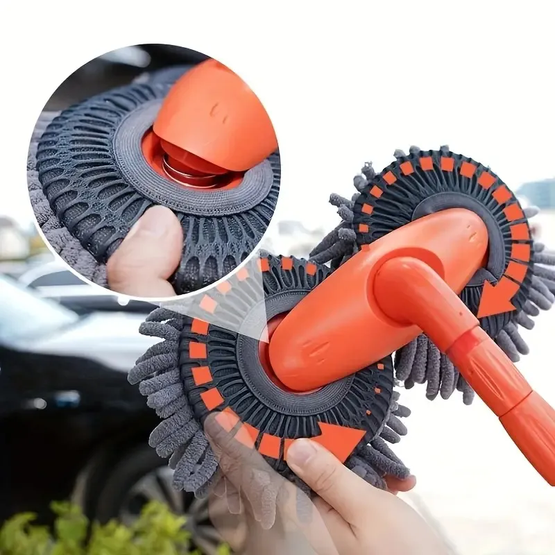 Long-Handled Stainless Steel Chenier Double Brush Head Car Wash Brush