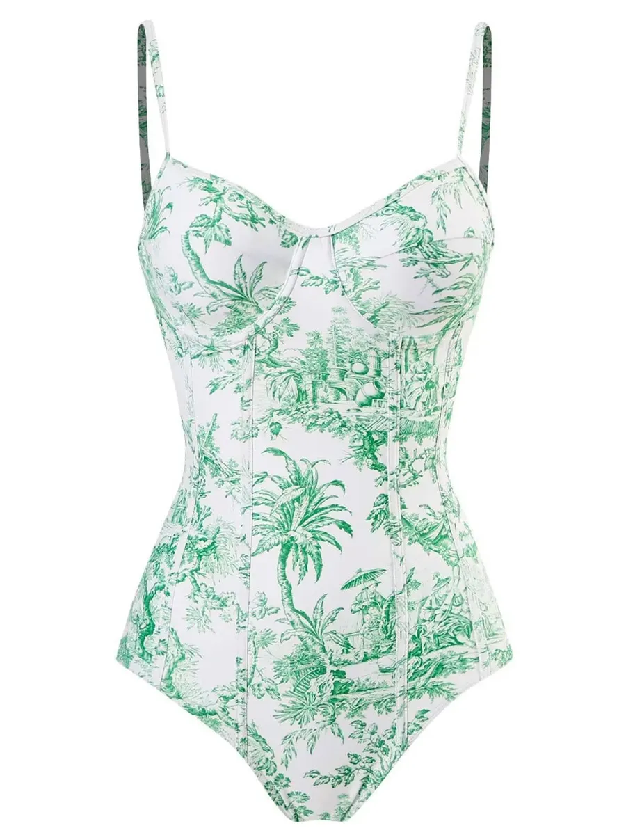 Isla Retro-Print Swimsuit Set