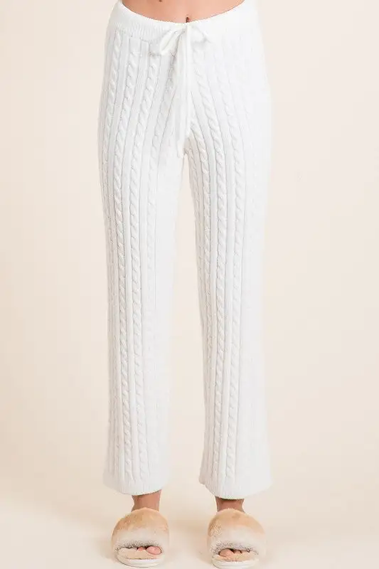 Cable Knit High Waist Sweater Pants