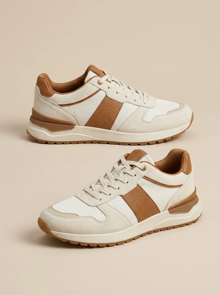 Unisex Modern Minimalist Topographic Pattern Print Sneakers