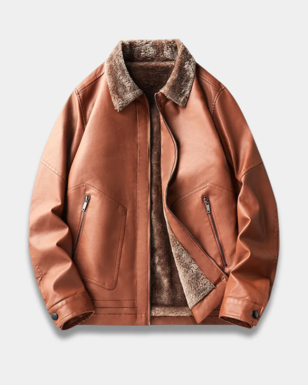 Insulated Faux Leather Aviator Jacket
