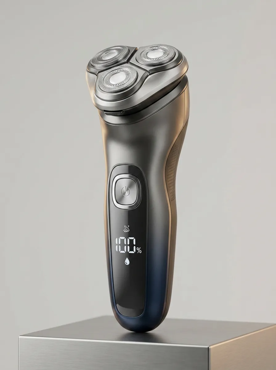 Waterproof Rotary Triple-Head LED Display Electric Shaver