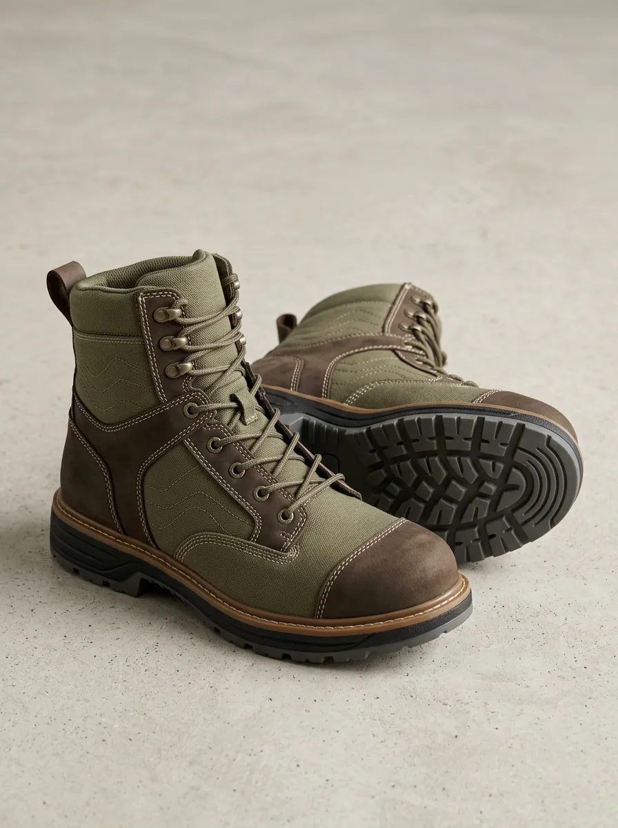 Unisex Canvas Leather Tactical Work Boots