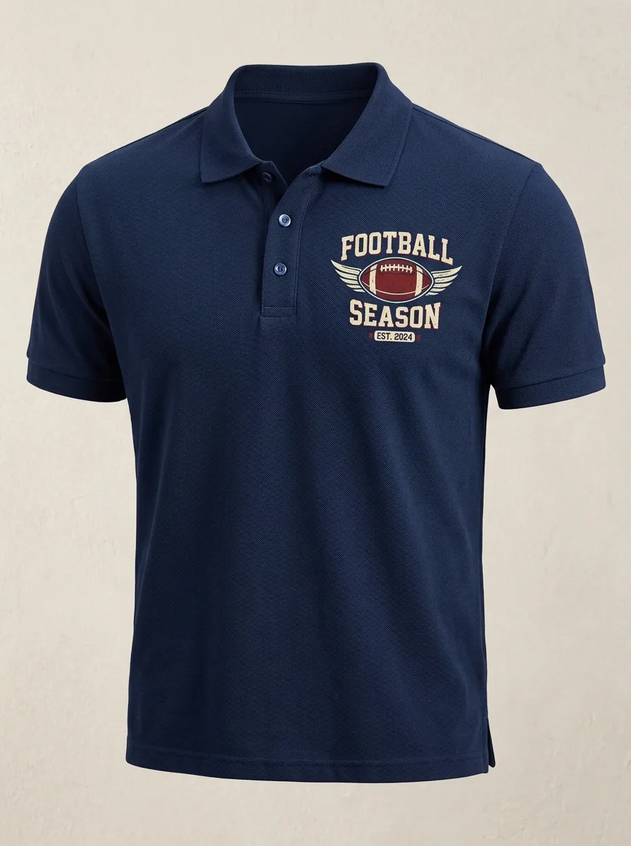 Men's Football Season Winged Ball Printed Polo Shirt