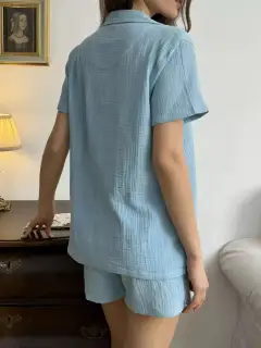 Pocketed Cotton Shirt and Shorts Matching Set