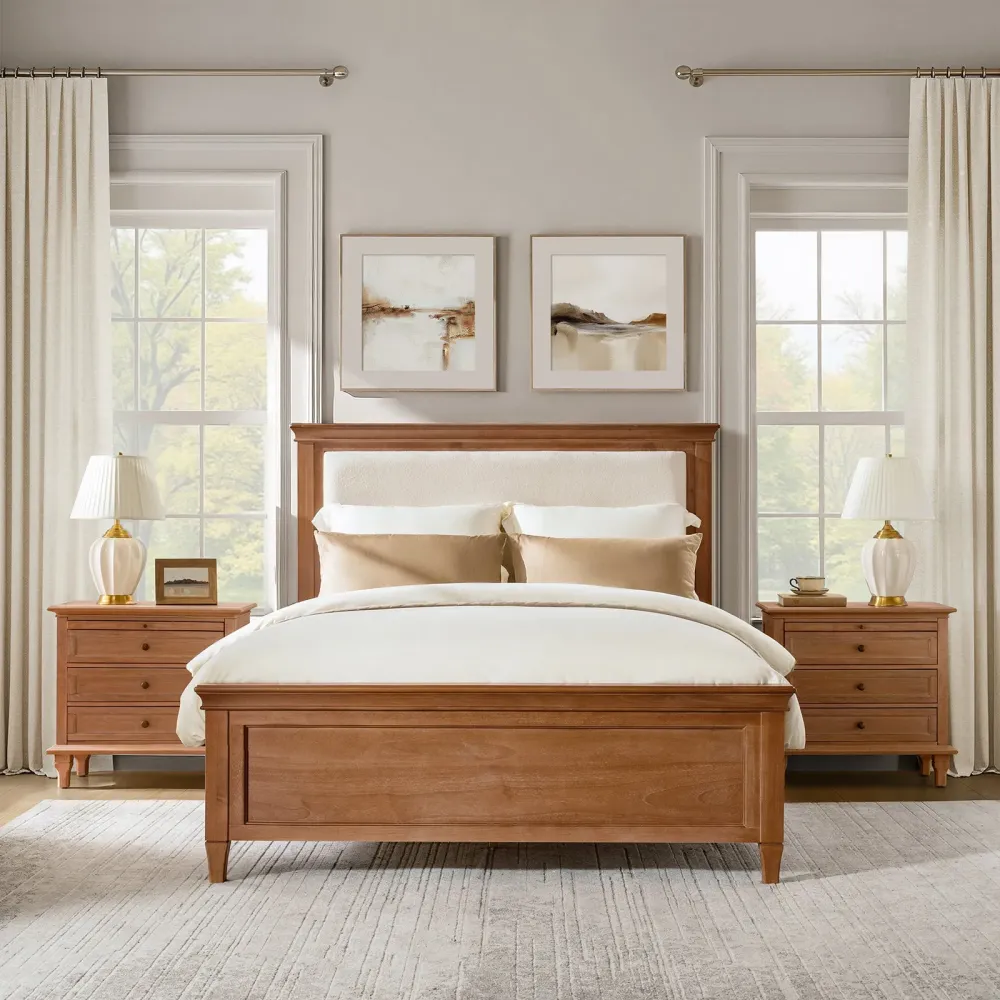 Transitional Solid Wood Bed