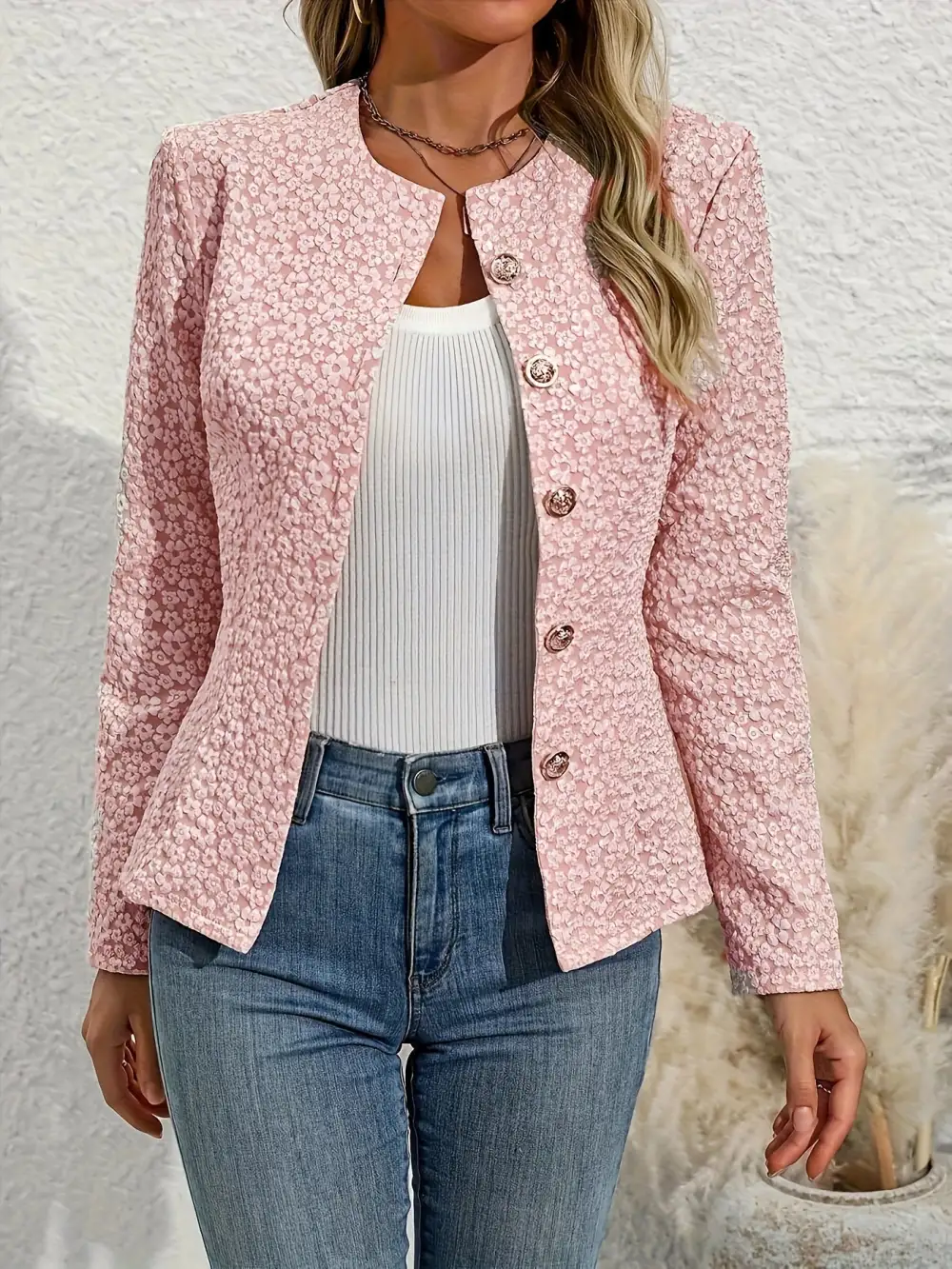 Lapel-Collar Slim-Fit Lightweight Tailored Blazer