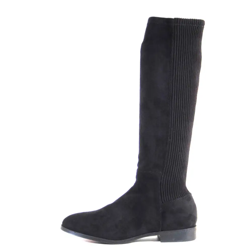 Stretch Back Pull On Knee High Boots