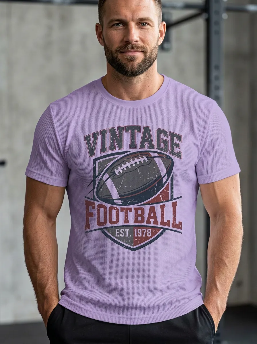 Men's Vintage Football 1978 Shield Graphic Printed T-Shirt