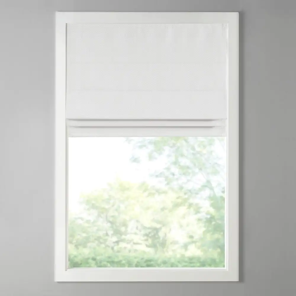 Refined Room Darkening Polyester Basketweave Cordless Roman Shade