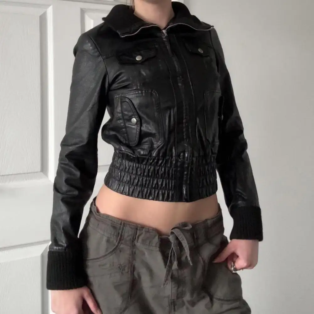 Faux Leather Bomber Jacket