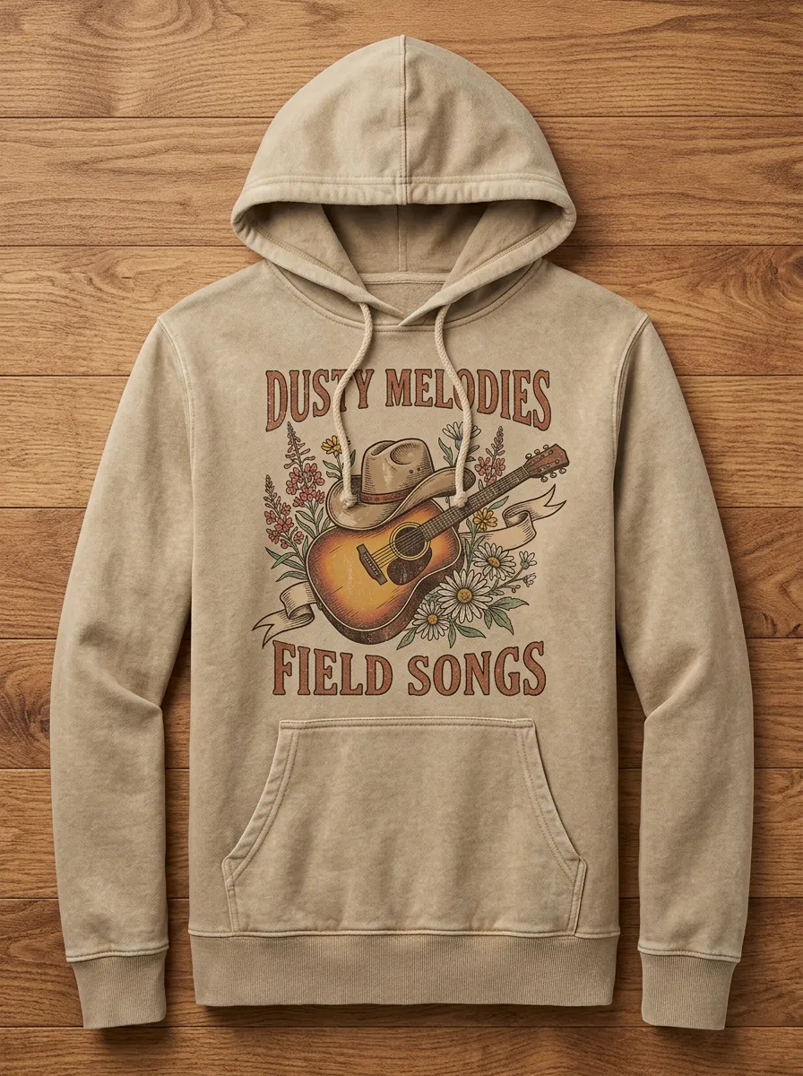 Country-Road Guitar Cowboy Country Music Graphic Hoodie