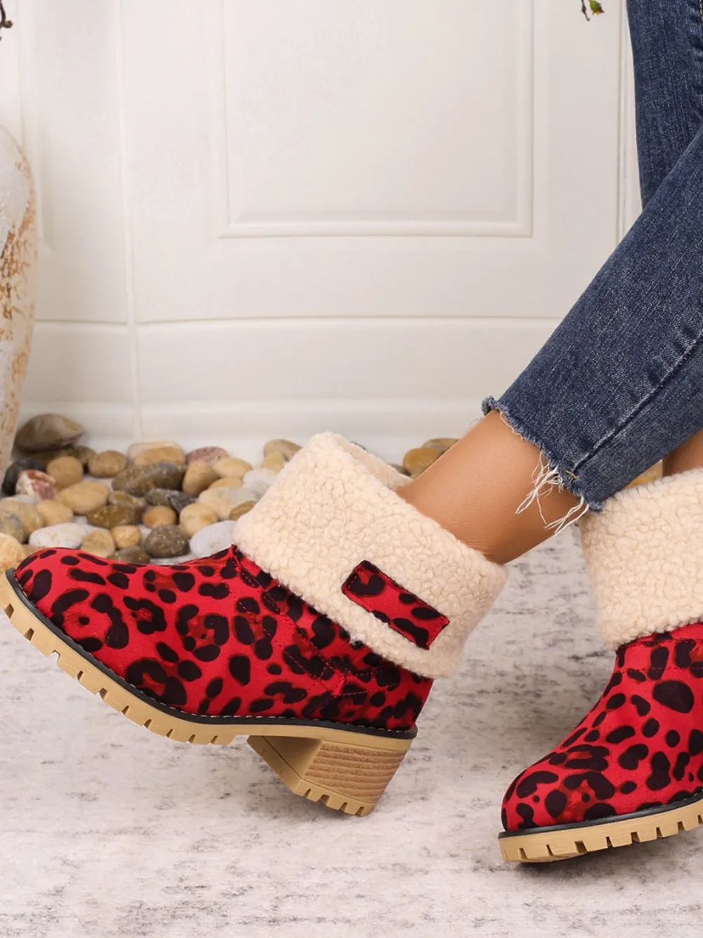 Leopard Print Heels Boots