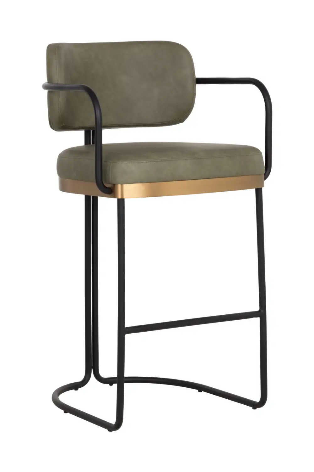 Leather Leather-Look Iron-Frame Bar Stool