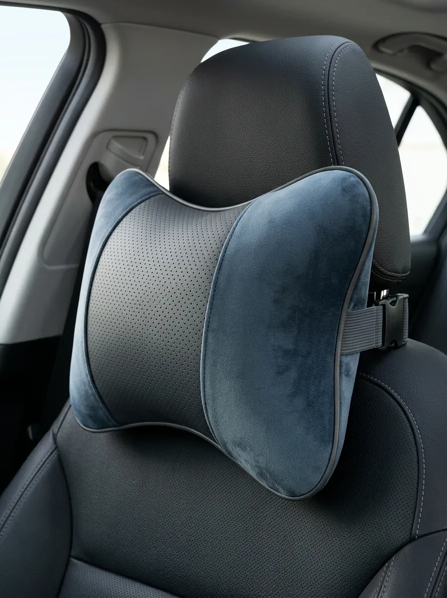 Contoured Suede Perforated Neck Support Cushion