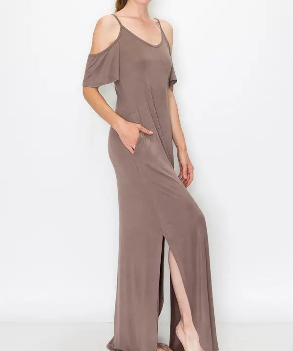 Bamboo Cold Shoulder Maxi Dress