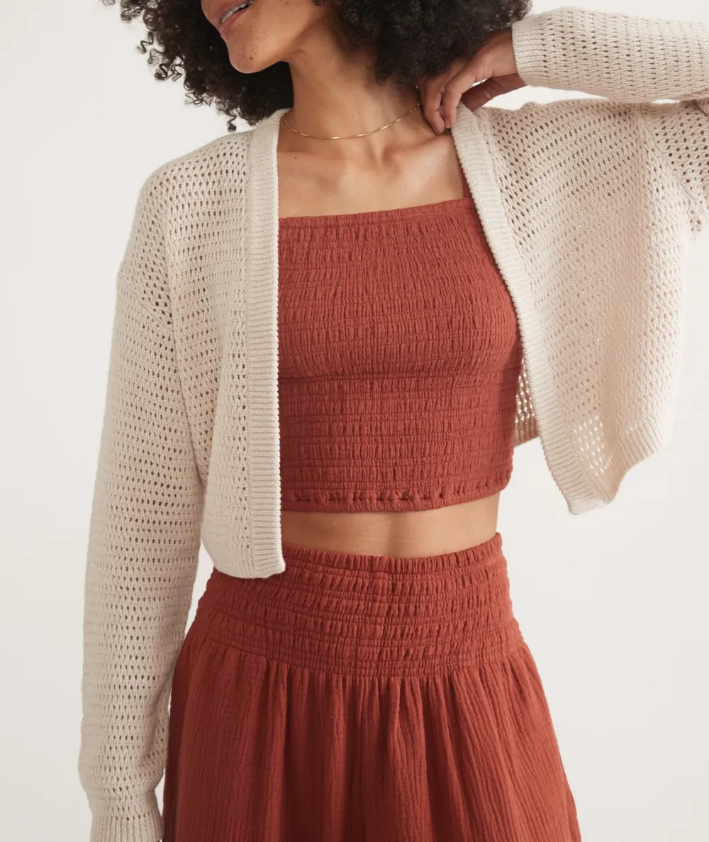 Longline Openwork Knit Cardigan