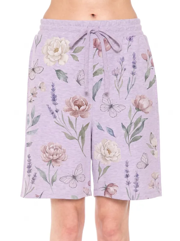 Women's Floral Butterfly Botanical Printed Lounge Shorts