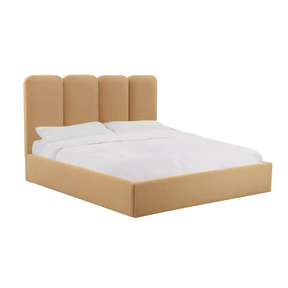 Upholstered Contemporary Textured Velvet Velvet Bed