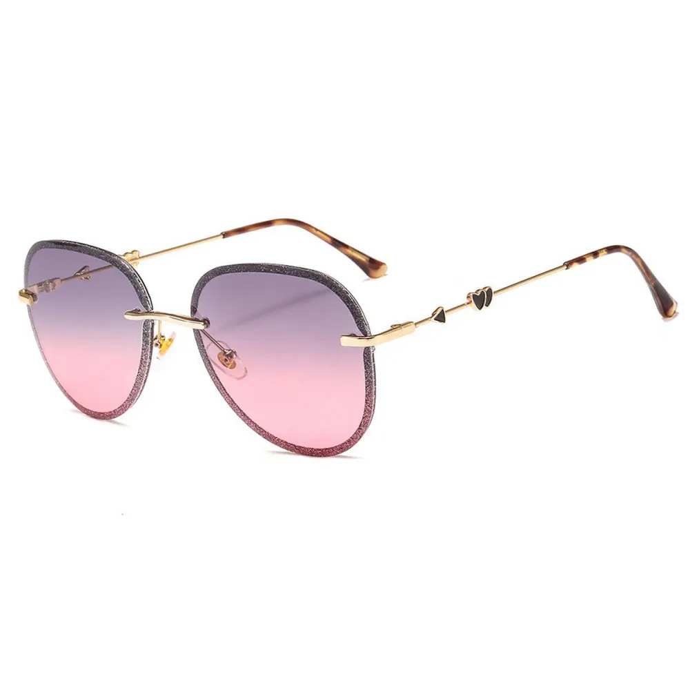 Heart Metal Rimless Sunglasses
