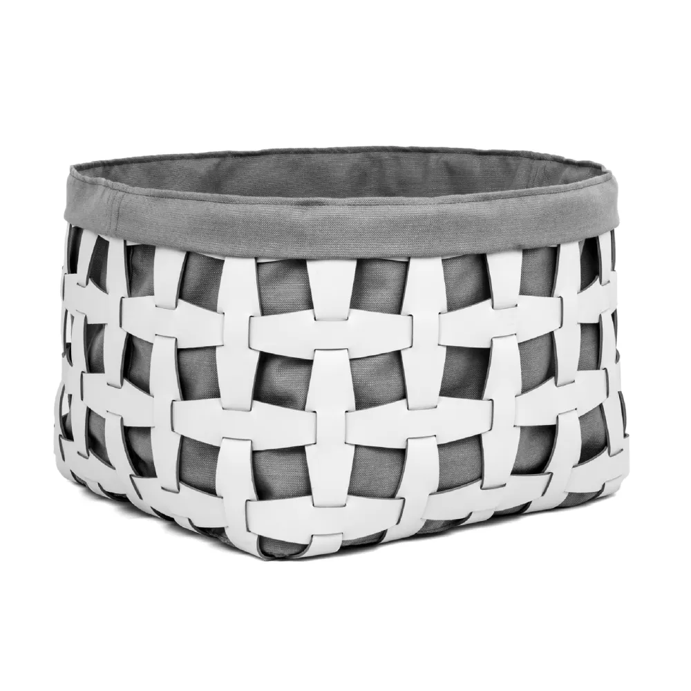 Textured Handwoven Leather Basket