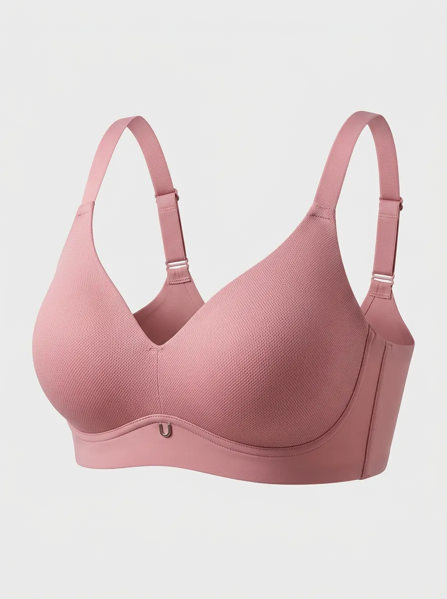 Refined Textured Adjustable-Strap Detail Women's Bra