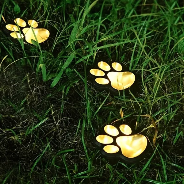 3 Pcs Paw Print Solar Stake Light