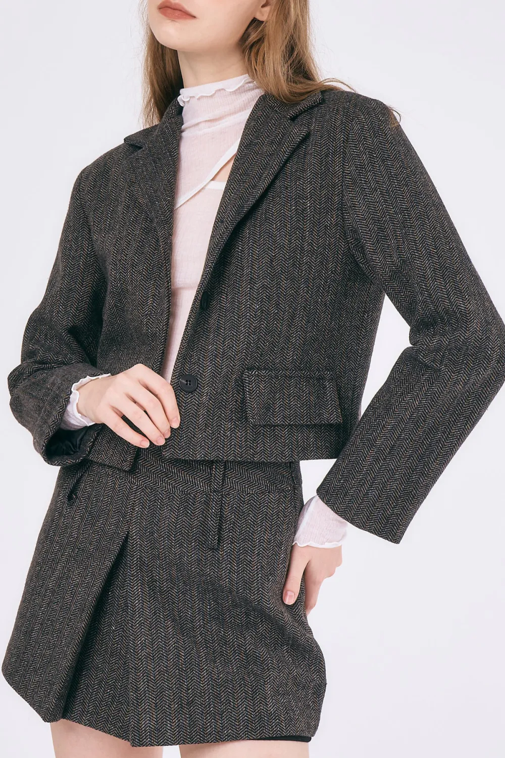 Herringbone Crop Jacket