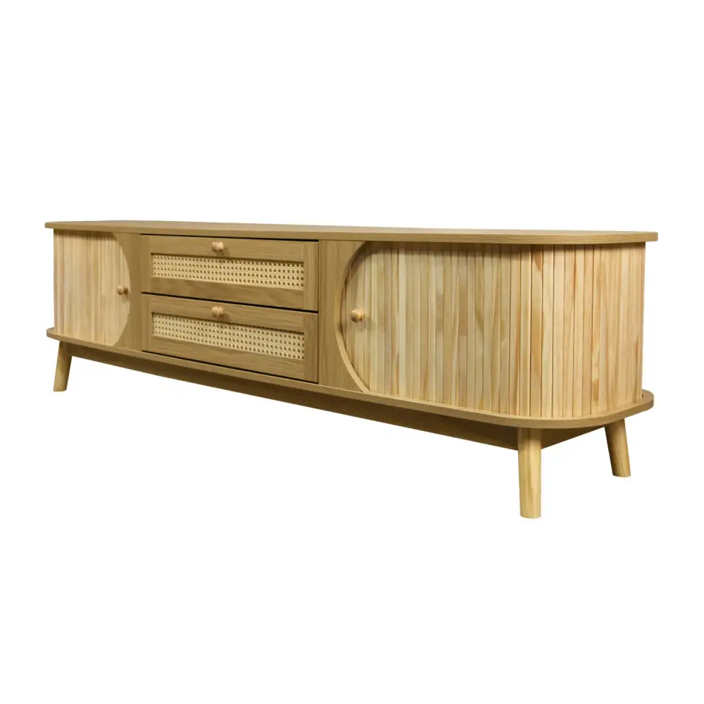 Fluted Rattan Tv Stand
