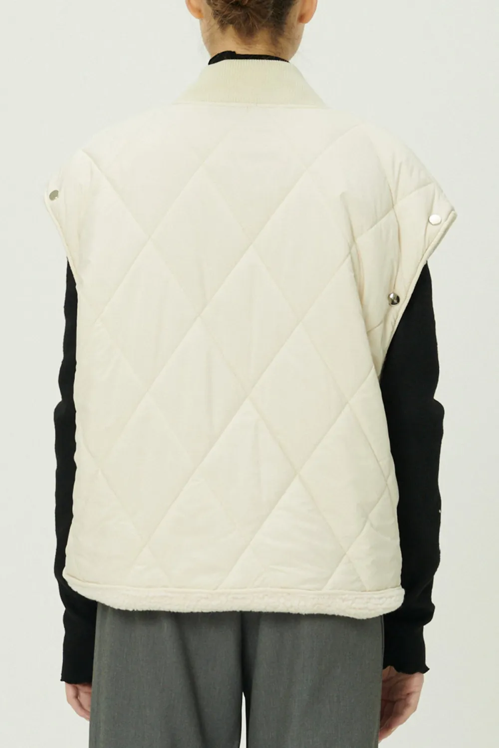 Quilted Sherpa Coat W/Detachable Sleeve