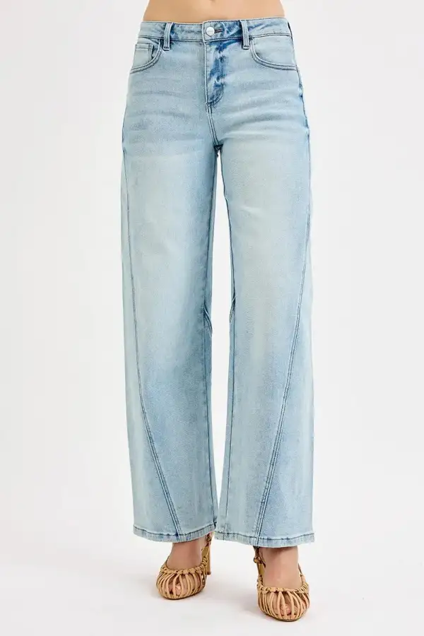 Full Size Mid Rise Fit Barrel Jeans Plus Size
