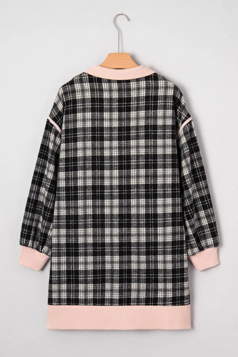 Lightweight Feel Plaid Zip Front Long Sleeve Mini Dress