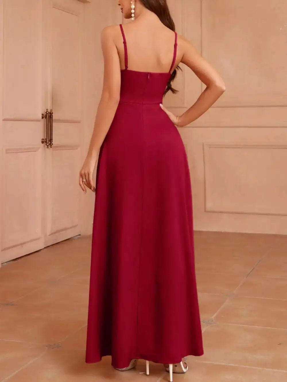Relaxed Slit Spaghetti Strap Maxi Dress