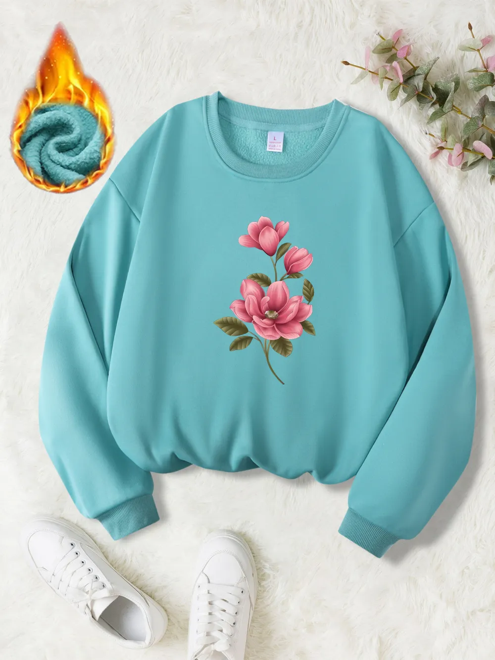 Pink Peony Flower Print Sweatshirt