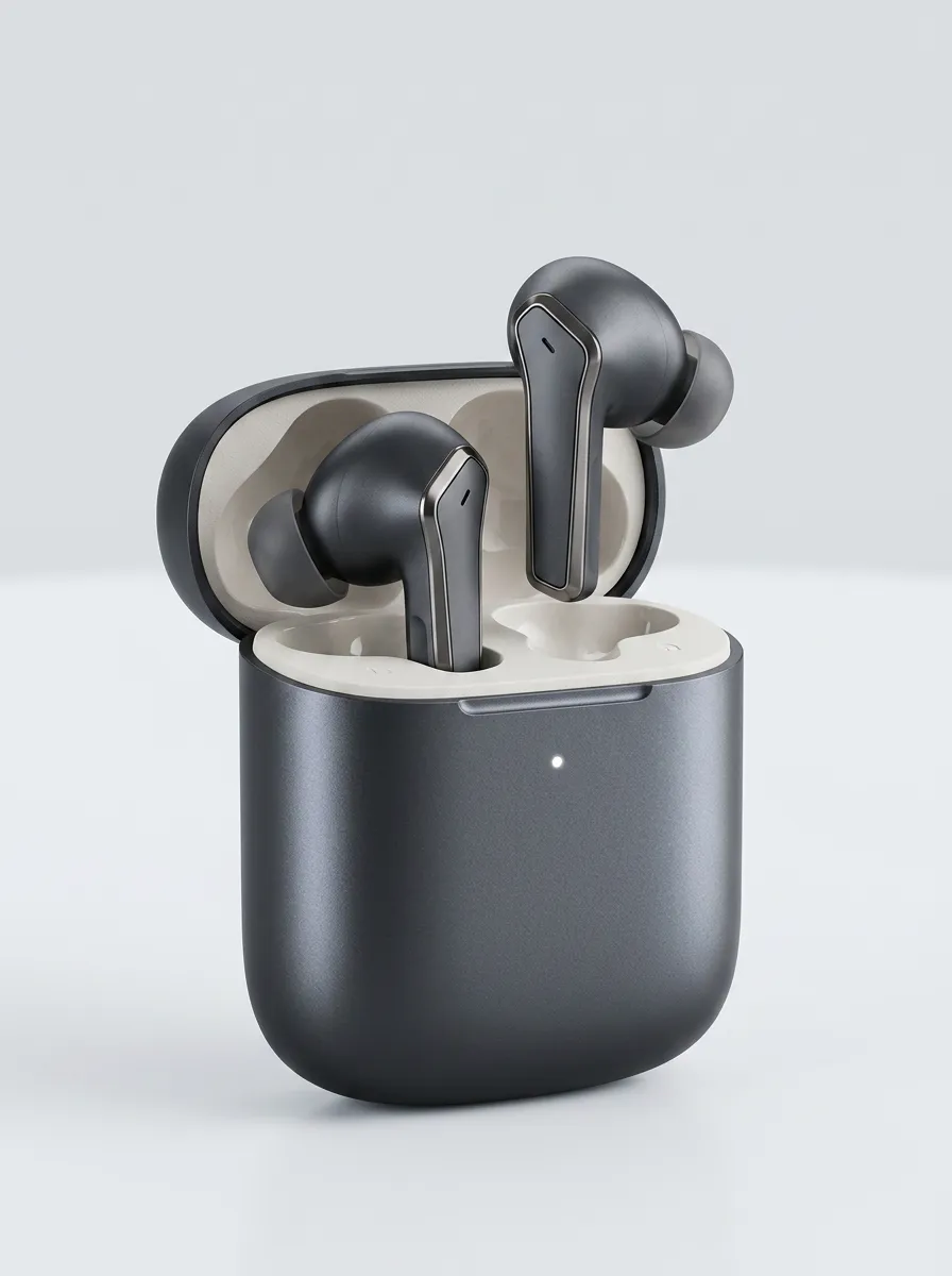 Space-Saving Wireless Earbuds with Charging Case
