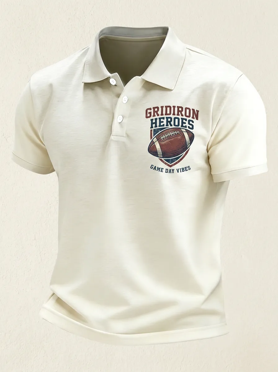 Men's American Football Lover Gridiron Heroes Printed Polo Shirt