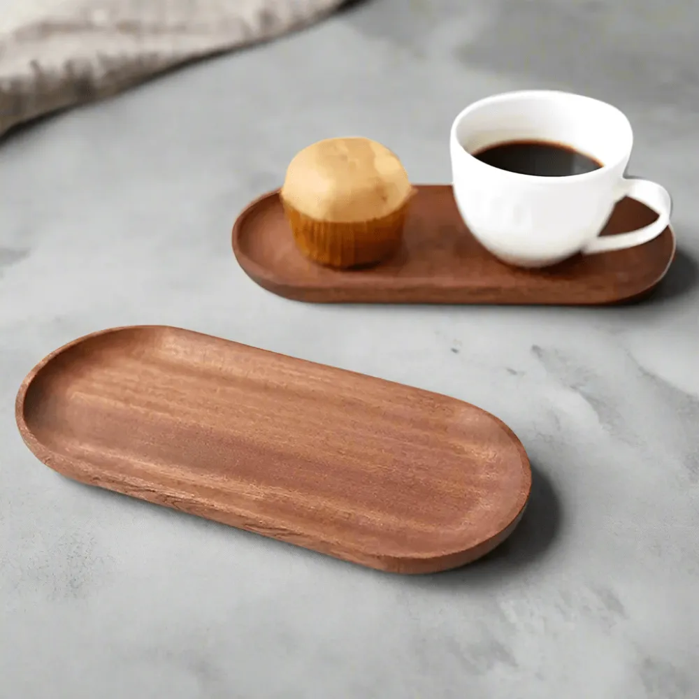 Acacia Wood Side Tray Set