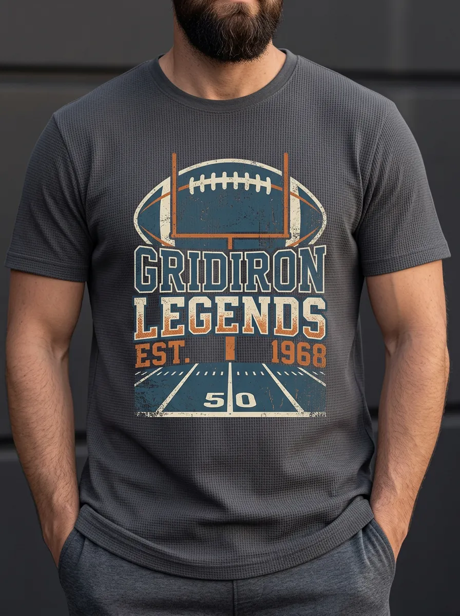 Men's Casual Gridiron Helmet Graphic T-Shirt