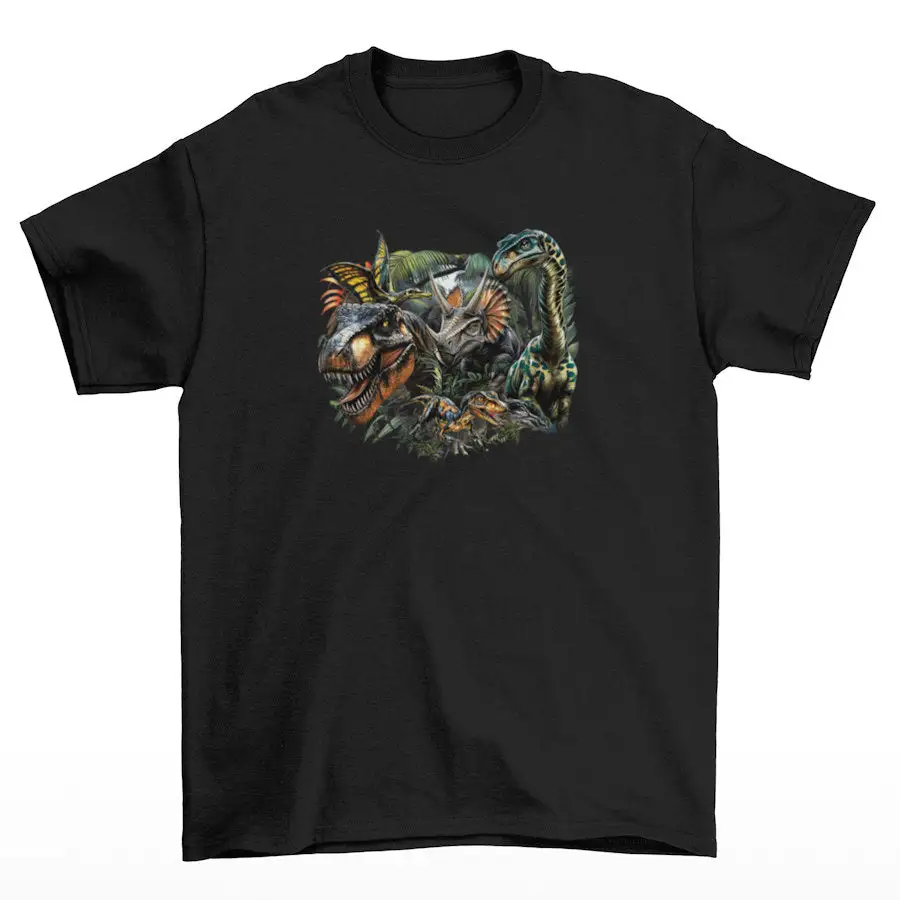 Dinosaur Jungle Graphic Cotton T-Shirt