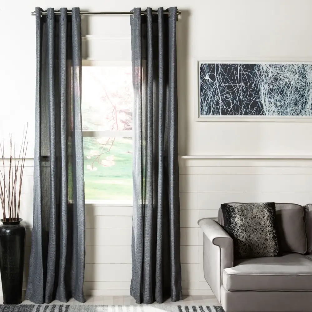 Semi-Sheer Chevron Eyelet Contemporary Curtain Panel