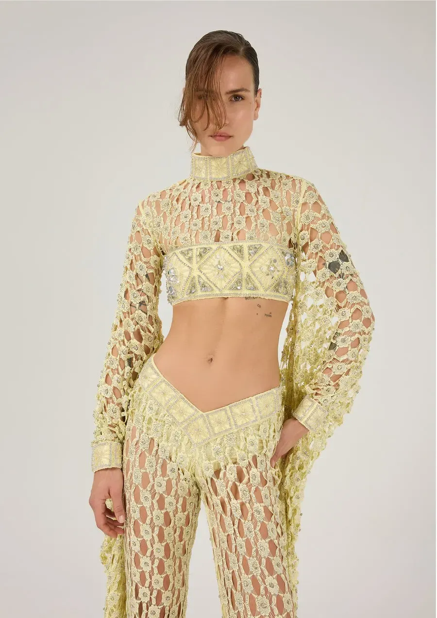 Serena Rhinestone Crochet Flare Two-Piece Set