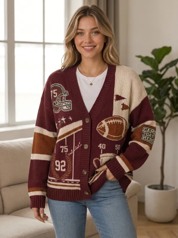 Women's Gridiron Ball Game Day Knit Cardigan